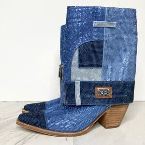 Zigi Leticia Denim Blue Rhinestone Heel Boot 6